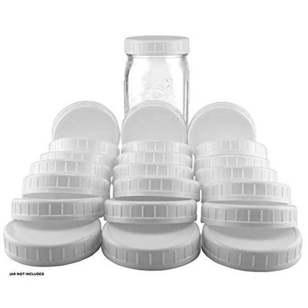 20 Plastic Ribbed Storage Caps Seal Lids Covers for Mason Jar Wide/Regular Mouth 